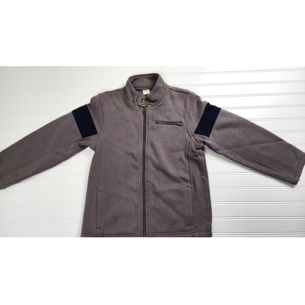 Gymboree Kids Boys Zip Up Jacket Gray Navy Stripe Size Medium or Size 7/8‎